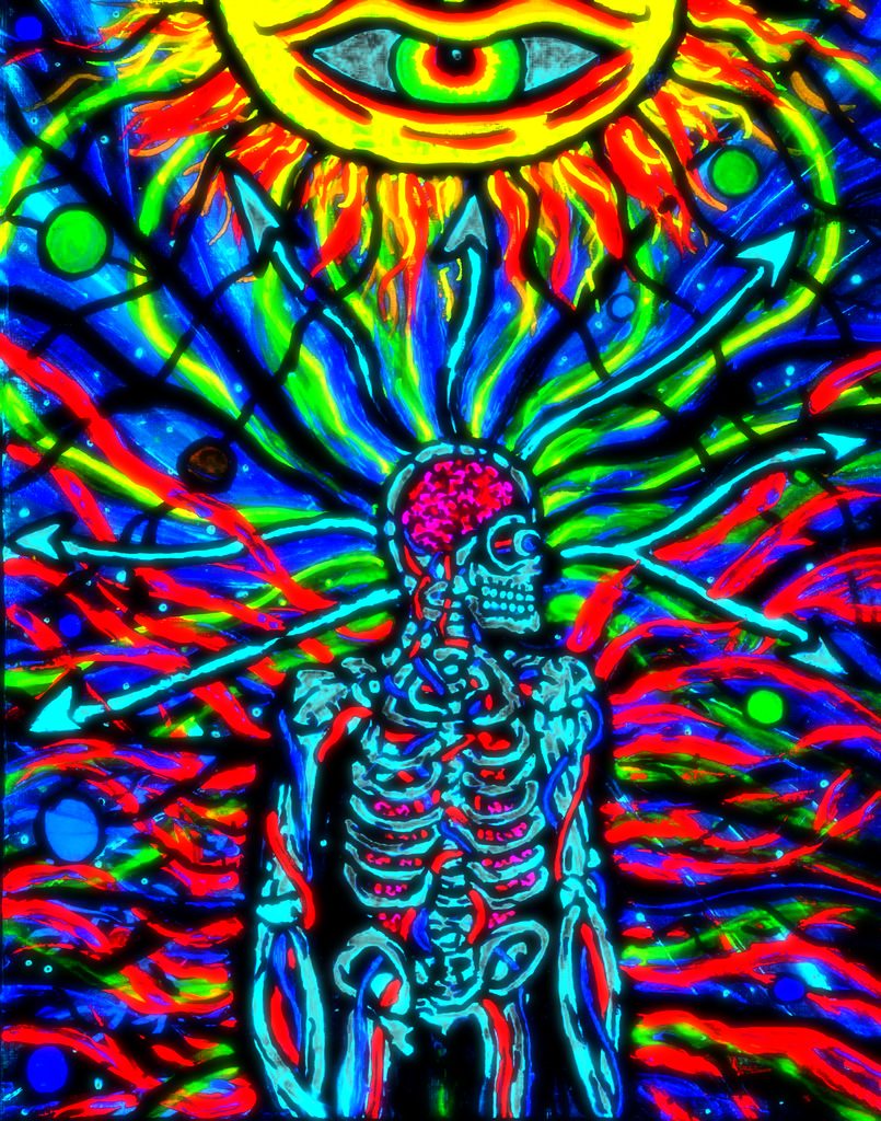 Self Reflection — glowing under blacklight